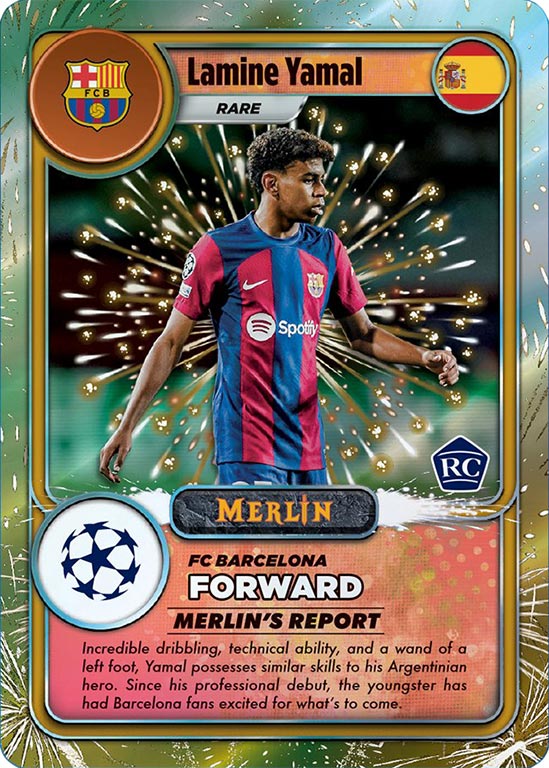 (LAMINE YAMAL ROOKIE MÖGLICH) Topps Merlin Chrome UEFA Club Competition Hobby Box 2023-24