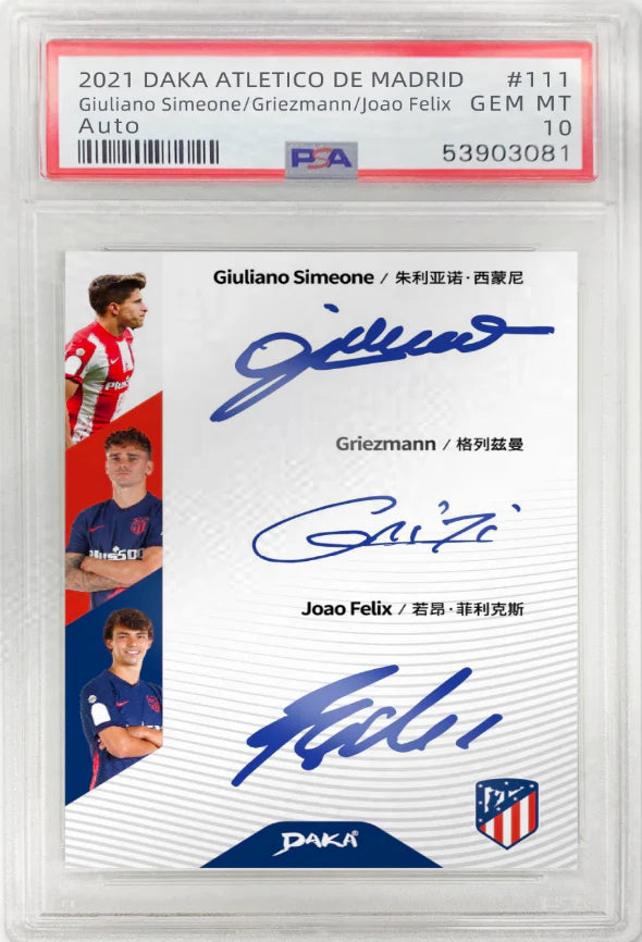 Daka Atletico Madrid Team Set 2021/22 – Premium Box mit PSA-Slab Karte